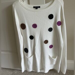 Charlie B cream sweater with polka dots size L